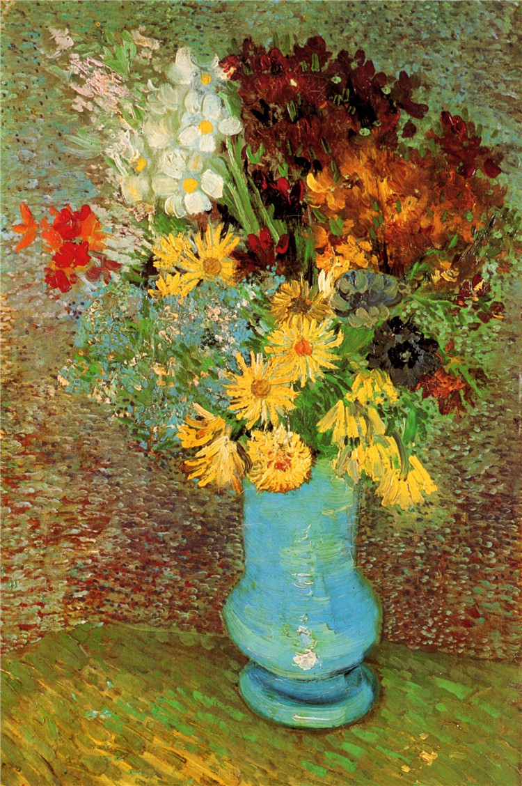 Vase With Daisies And Anemones Van Gogh Oil Painting